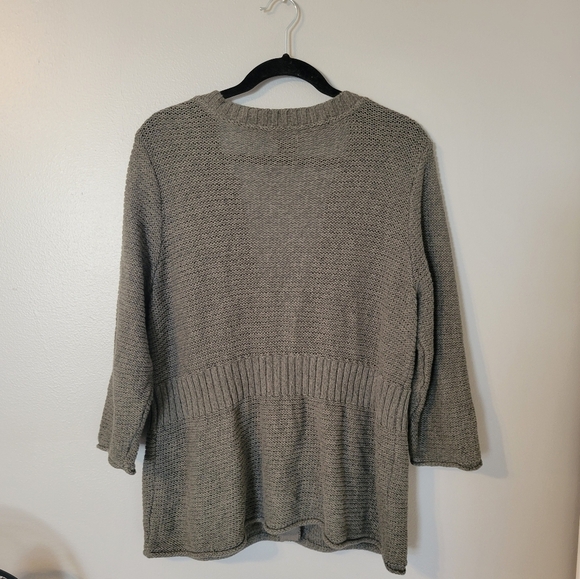 Eddie Bauer Women's Olive Green Linen Cotton Blend Knit Sweater Caridigan. XL - Picture 2 of 7